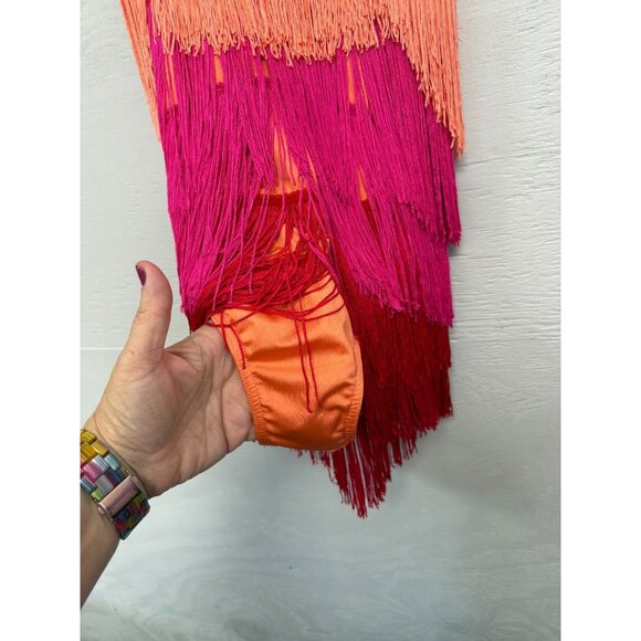 Weissman Child Orange, Pink & Red Fringe and Rhinestone Dance Costume - Picture 2 of 6